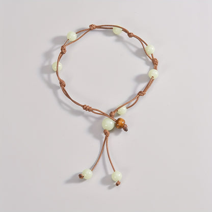 Boho-Chic Glow-in-the-Dark Acrylic Beaded Anklet - Vintage Style, Perfect for Beach & Casual Attire, Beach Accessories