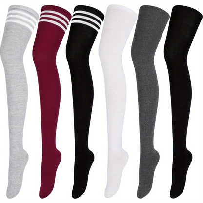 6 Pairs Thigh High Socks